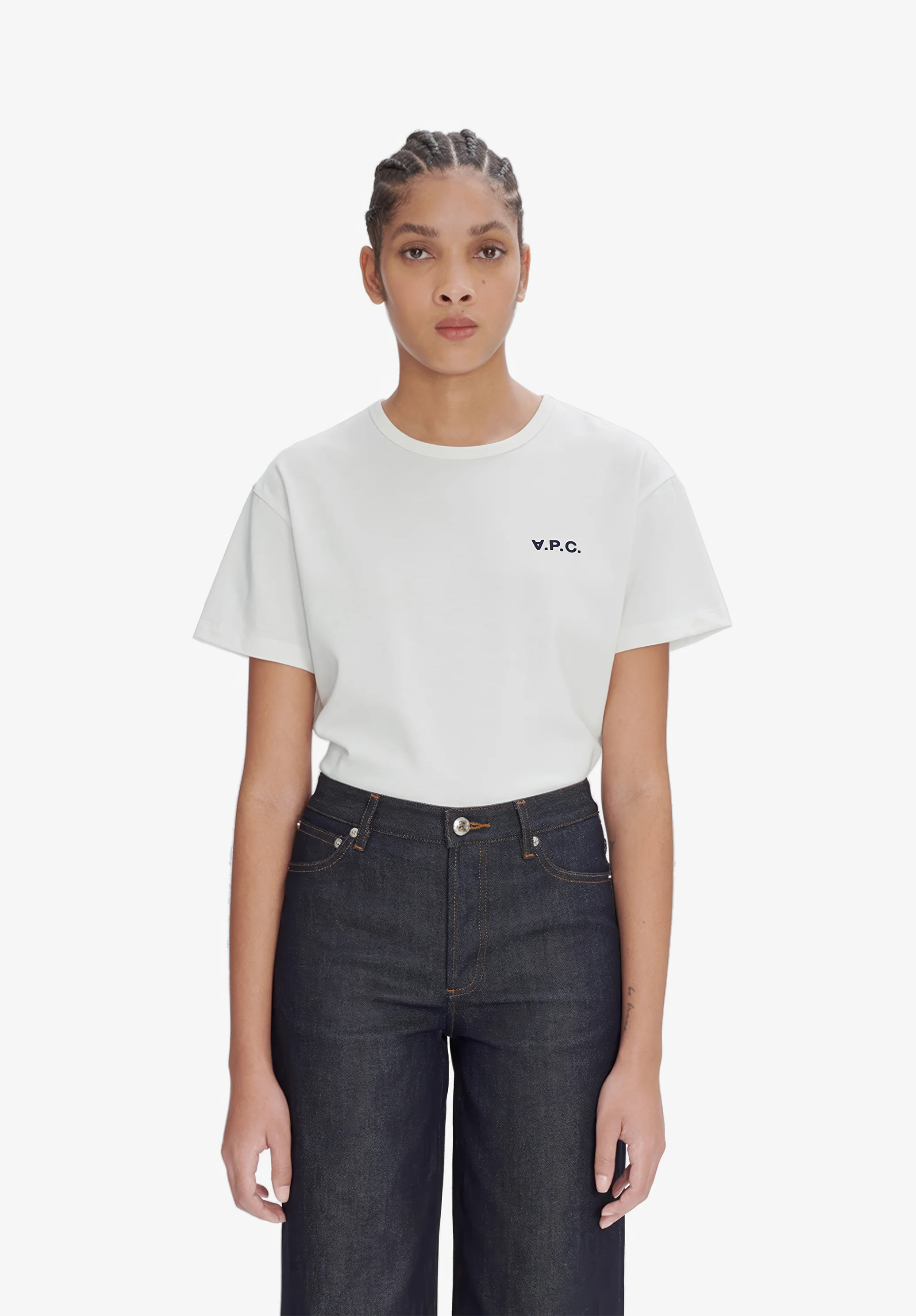 t-shirt boxy petit vpc - Blanc/dark navy