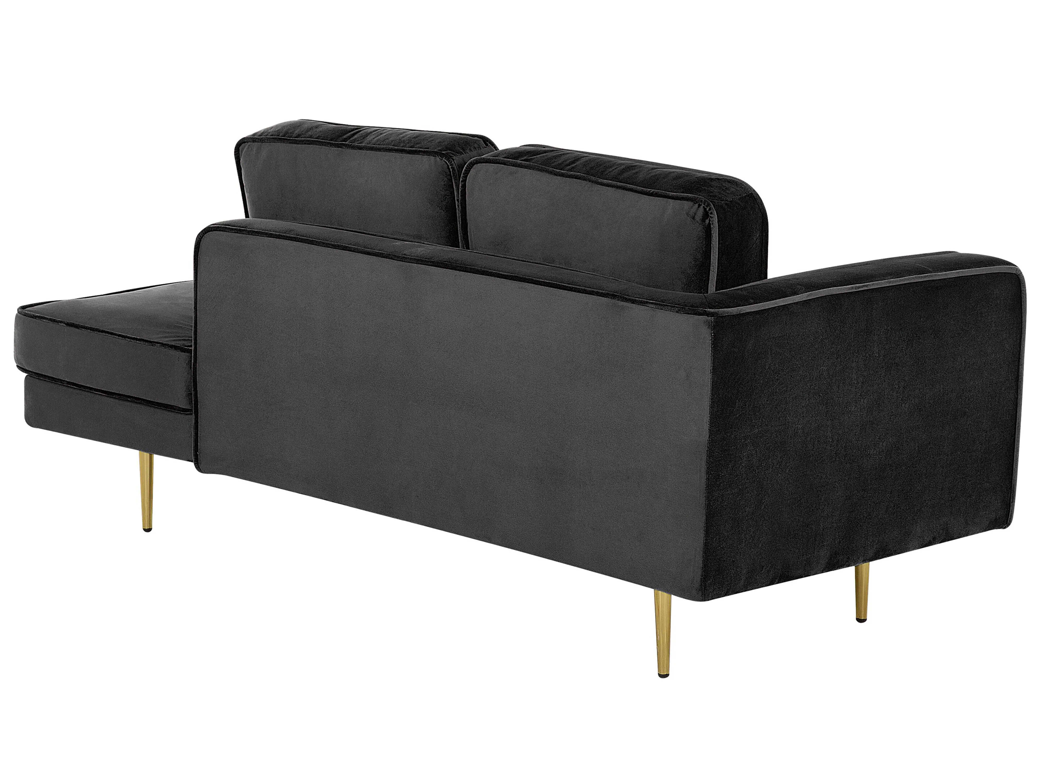 Linkszijdige chaise longue MIRAMAS Fluweel Zwart