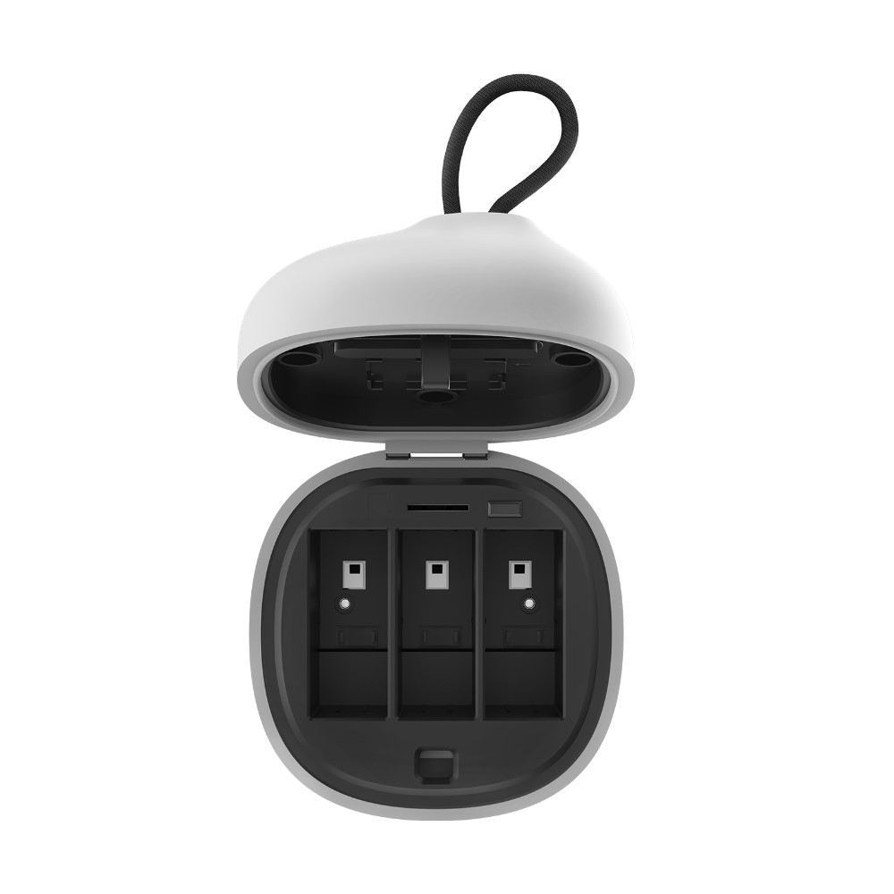 GoPro Hero 3-fach USB Akku Box Ladegerät inkl. 3x Micro SD Speicherkarten Slot und Card Reader (IP54) - Grau