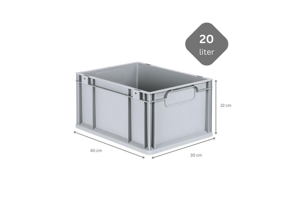 PROREGAL Eurobox Nextgen Economy Handgrepen Gesloten HxBxD 22 x 30 x 40 cm 20 Liter Euro Container Transportbox Stapelbak