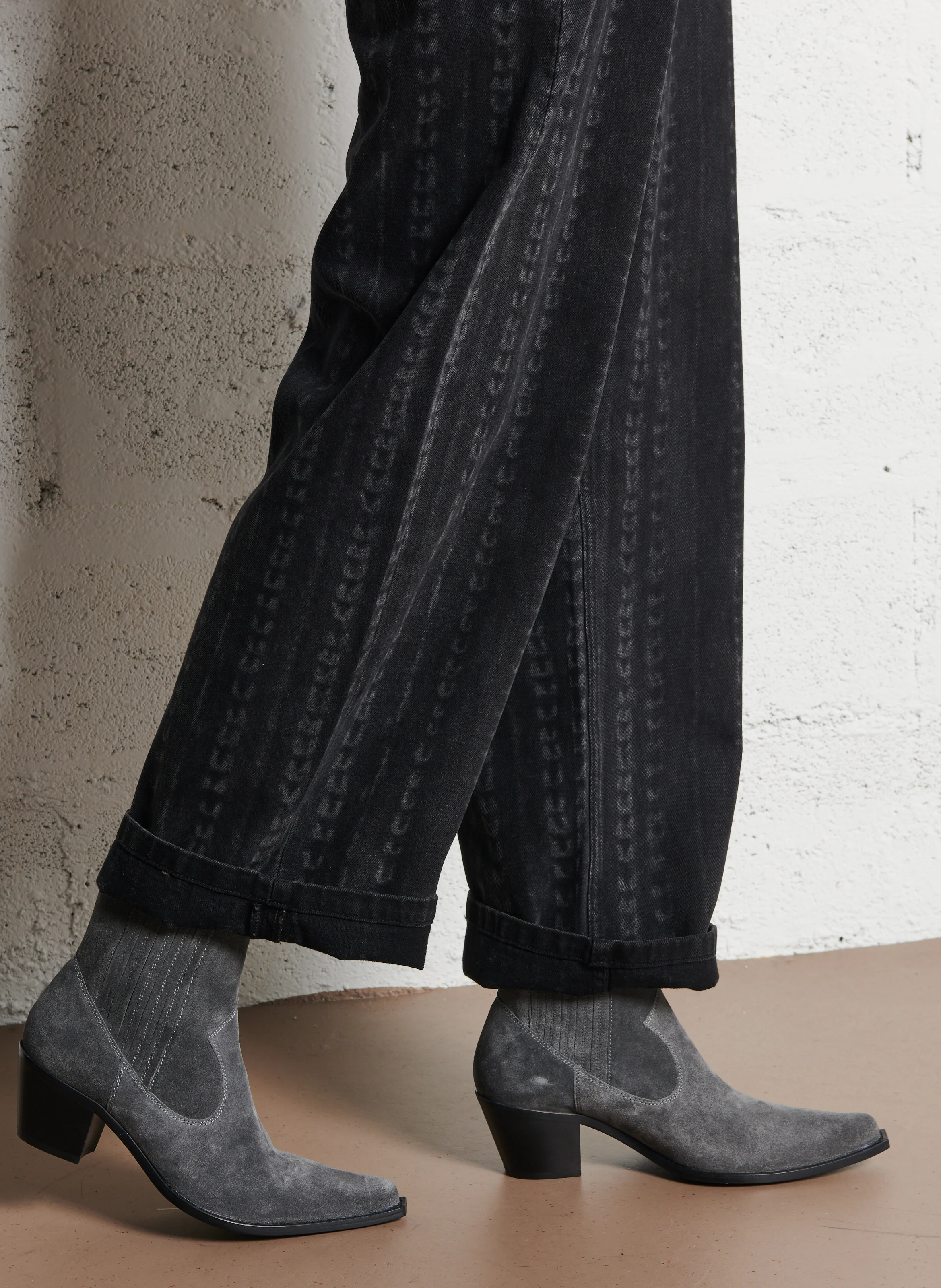 SIBELLE 50 - Bottine western chelsea en cuir velours | Gris