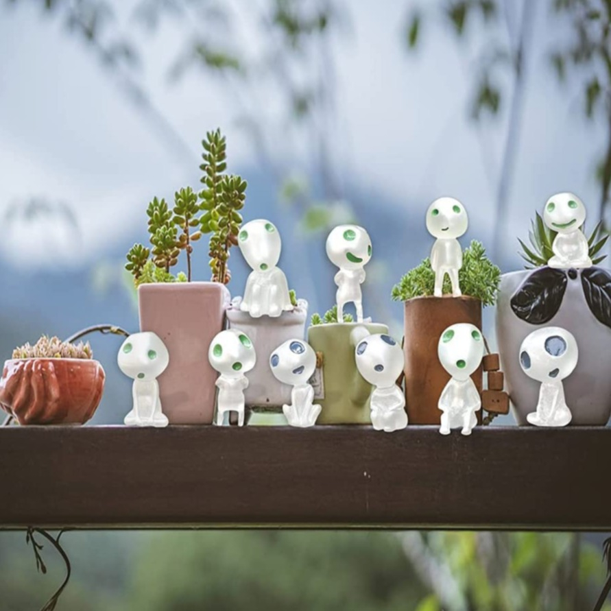 (10er Set) Fluoreszierende Alien Figuren Leuchtende Mini Waldgeister Garten Deko - Grün