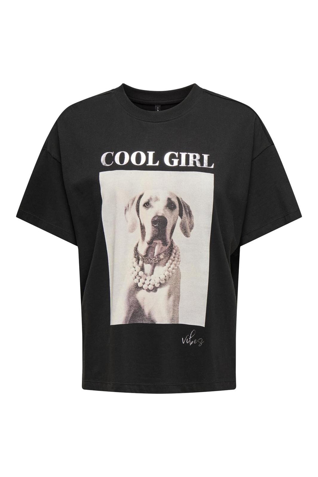 Only Onlqueen Life S/S Dogs Top Box 4597101 black cool dog