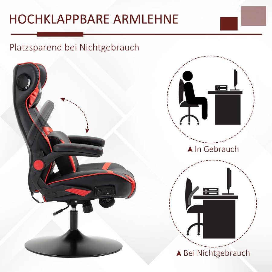 Vinsetto Gamingsessel mit Lautsprecher rot, schwarz
