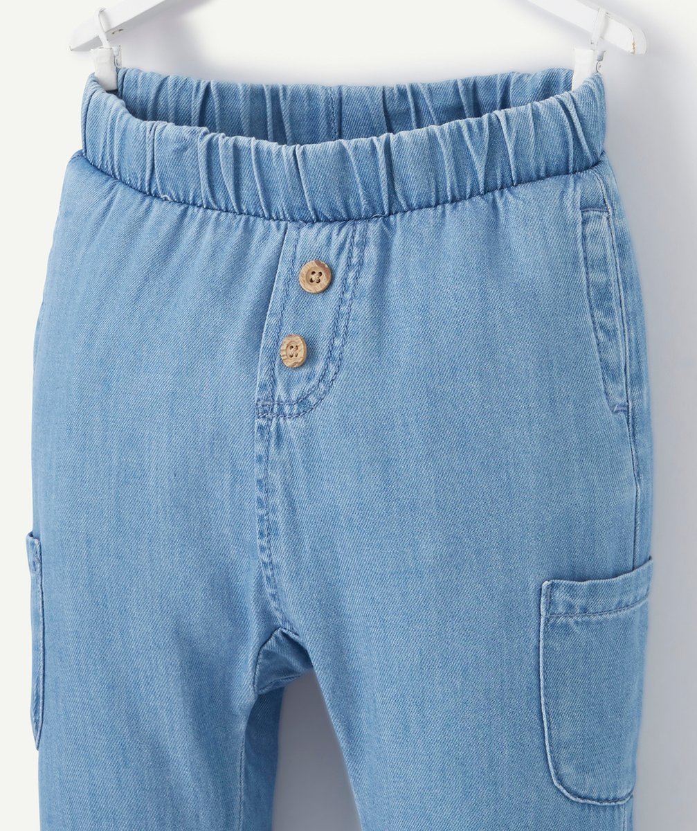 PANTALON BÉBÉ GARÇON EFFET DENIM BLEU EN COTON LOW IMPACT