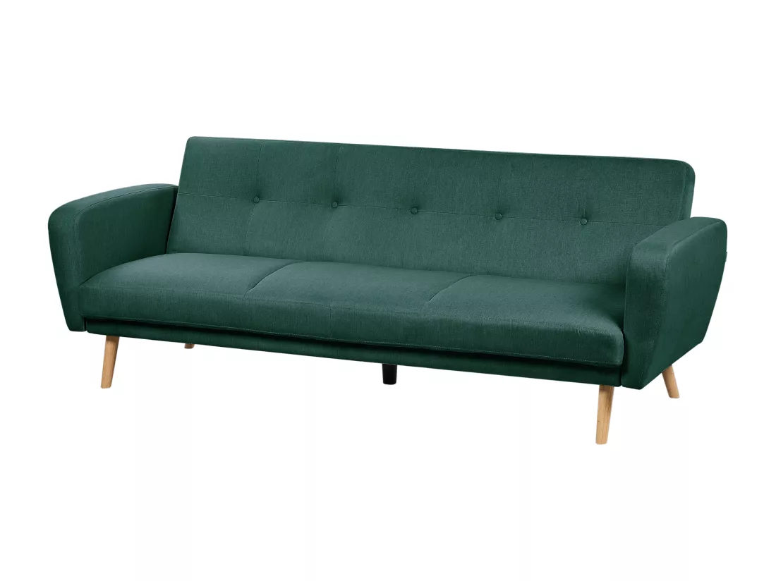 Canapé convertible 3 places en tissu vert FLORLI