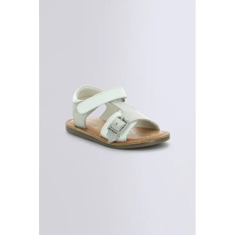 DIAZZ BLANC ARGENT METALLISE SANDALES Cuir Fille