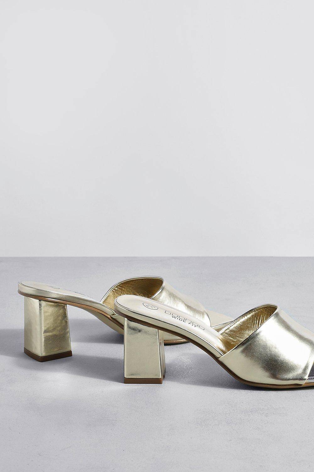 boohoo Mules À Talons Carrés Bas Métallisées