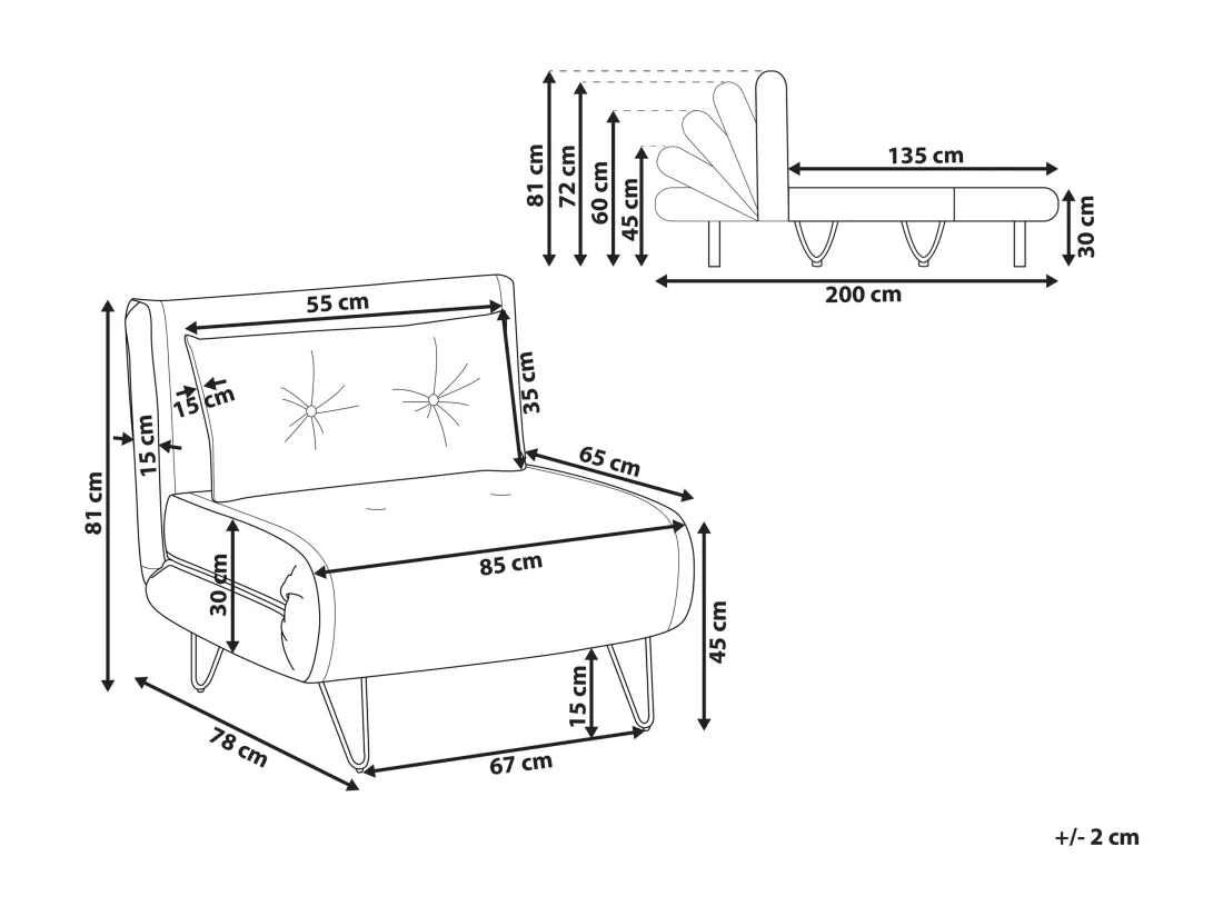 Canapé convertible 1 place en tissu beige clair VESTFOLD