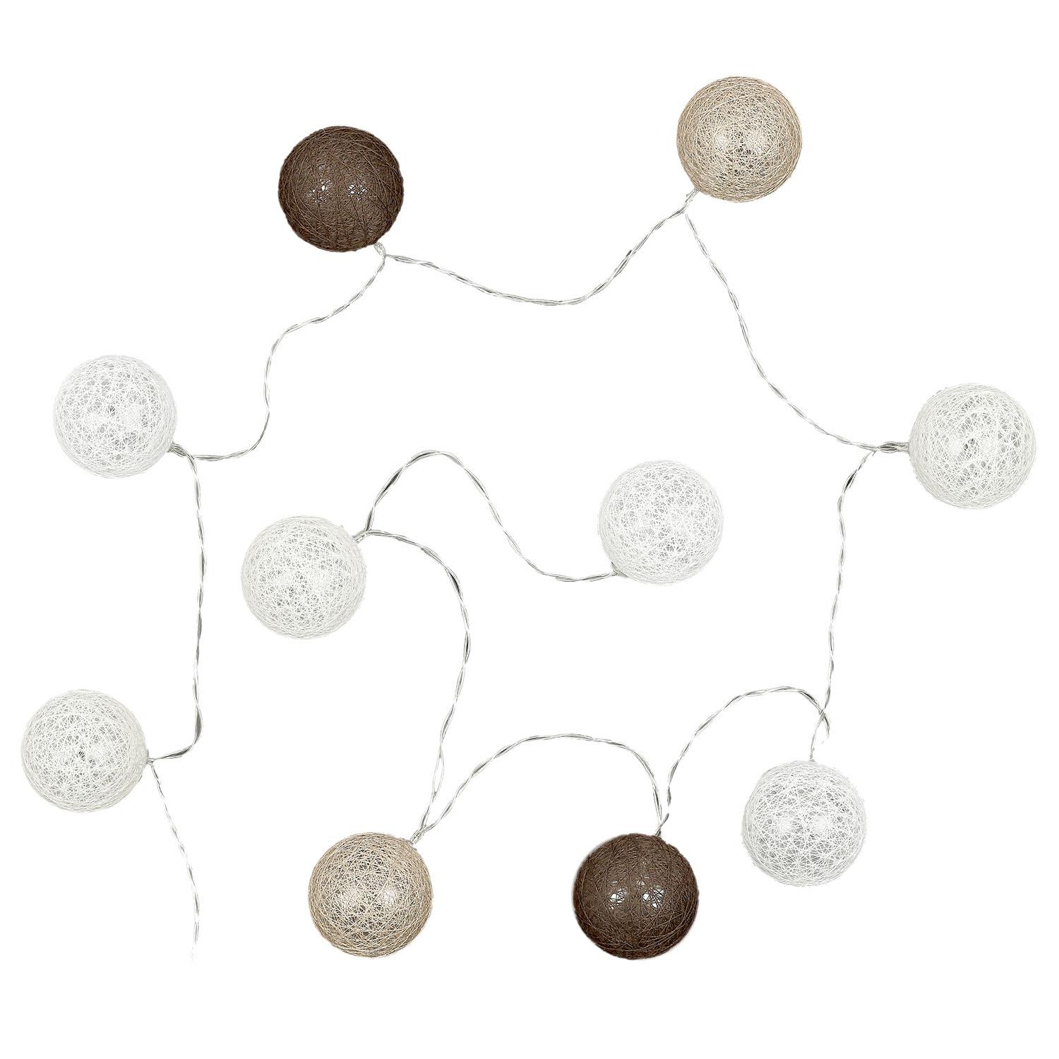 GUIRLANDE BOULE MARRON 10 LED D.6CM 1M92