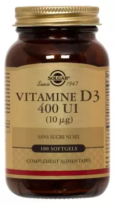 Vitamine D3 400 UI - Défenses immunitaires - 100 Capsules