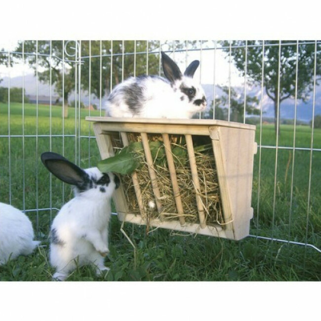 Râtelier à foin en bois avec étage 25 x 17 x 20 cm pour rongeur et lapin Kerbl