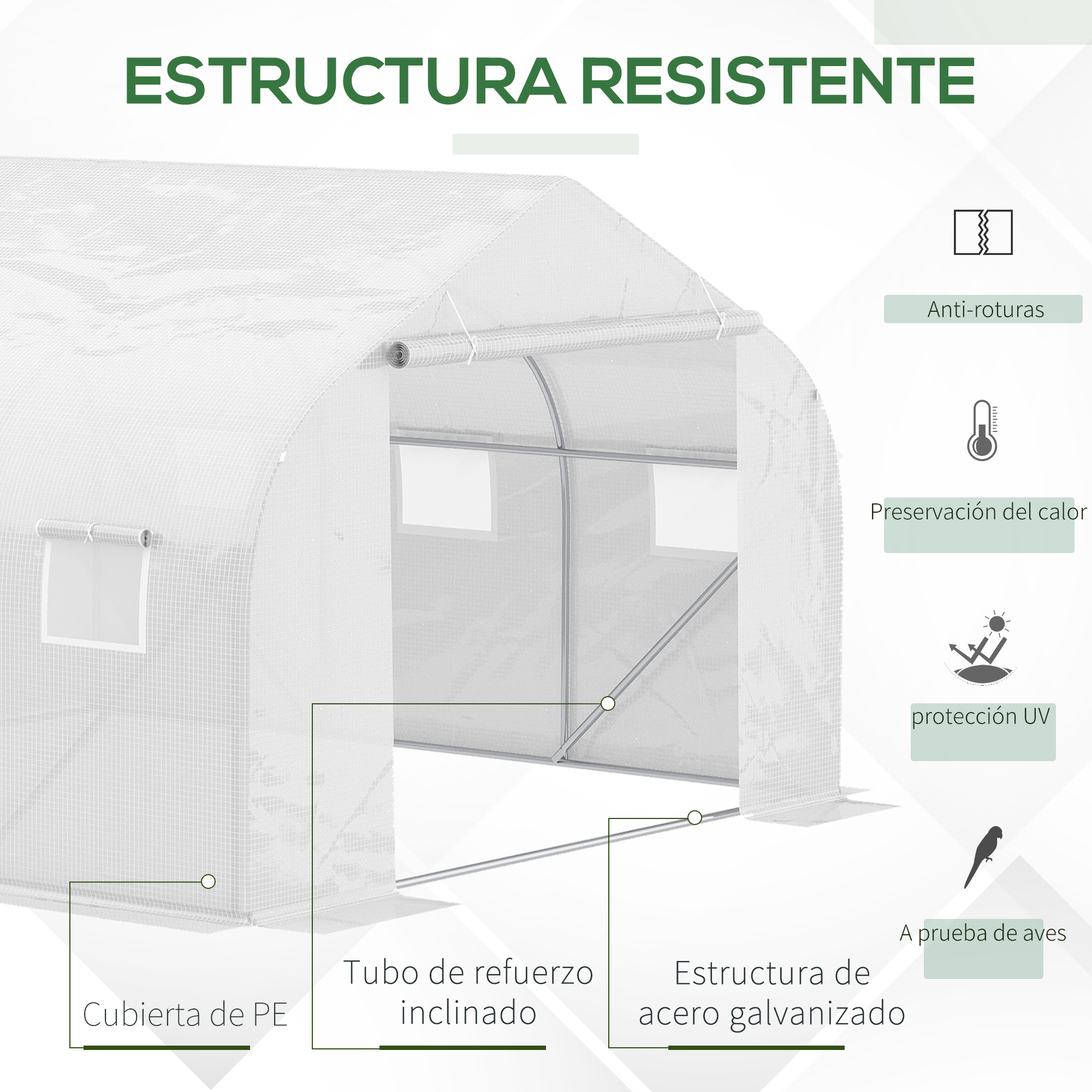 Conjunto de estufa branca Outsunny