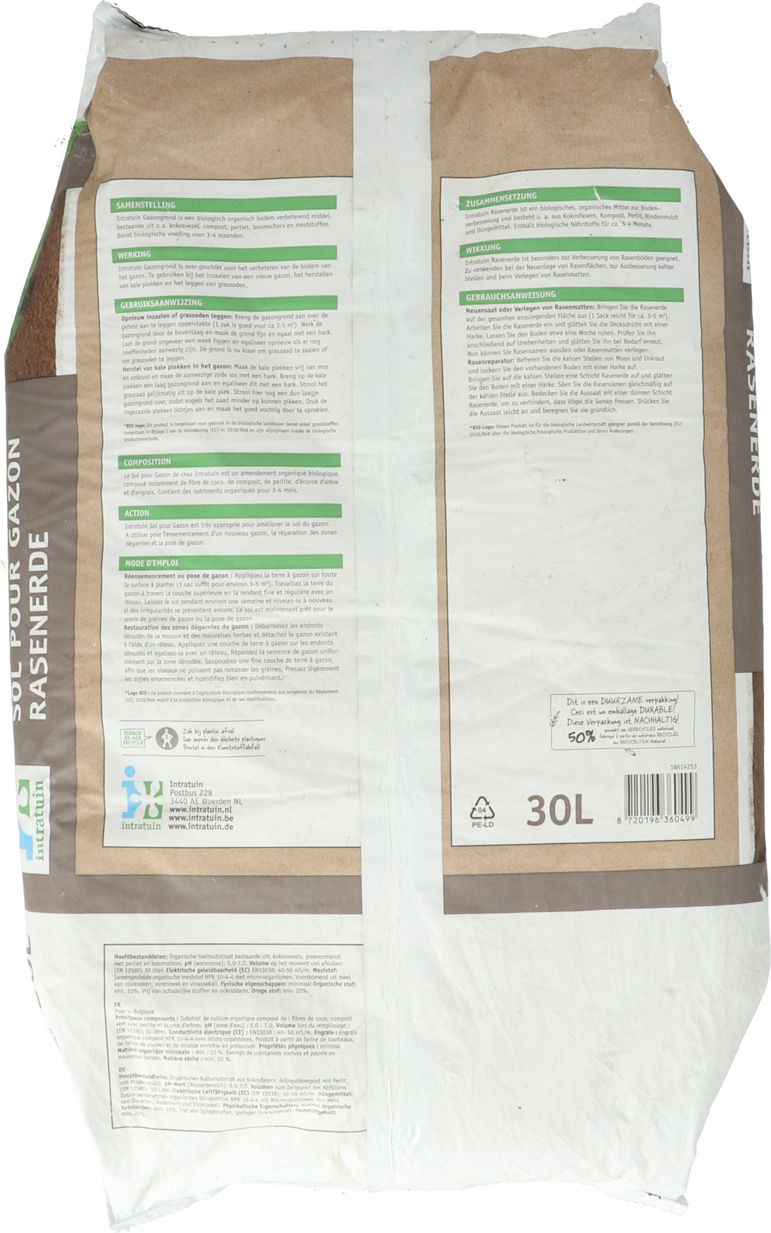 Intratuin Biologische gazongrond turfvrij 30L