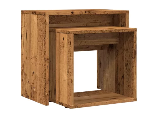 Tables basses gigognes 2 pièces vieux bois bois d'ingénierie