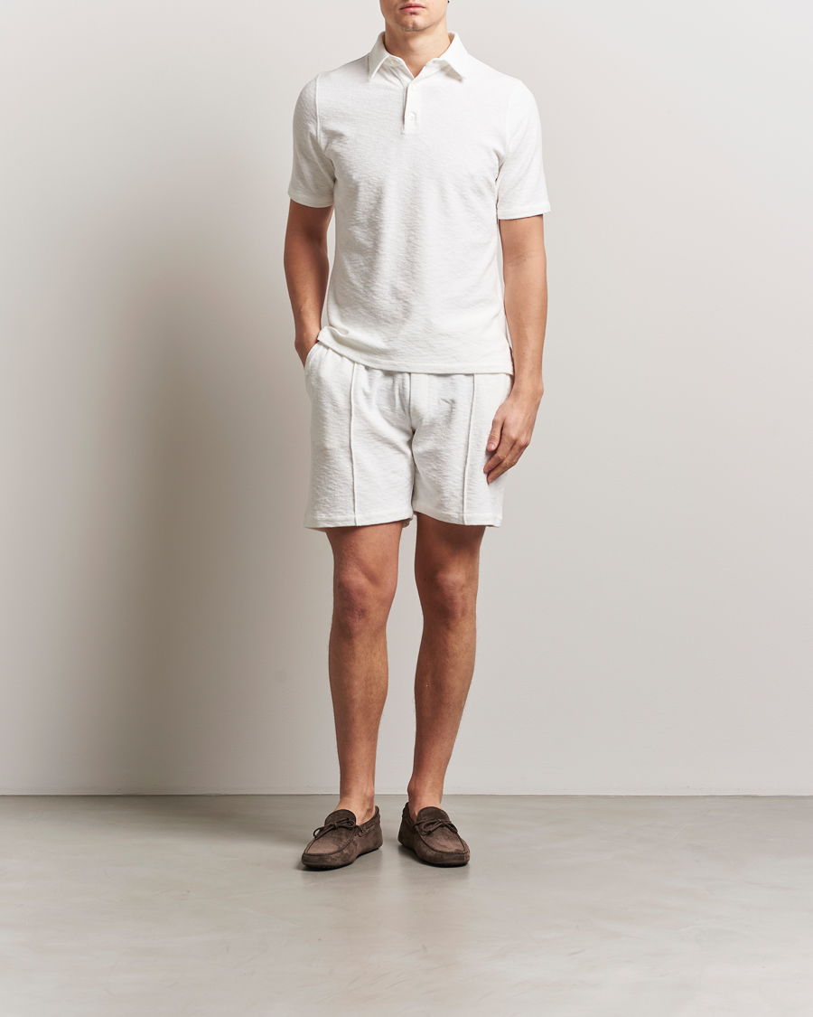 Stenströms Terry Slub Cotton Shorts White