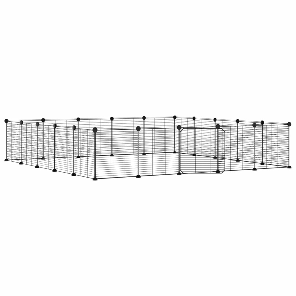 Cage animaux de compagnie à 20 panneaux et porte noir 35x35 cm