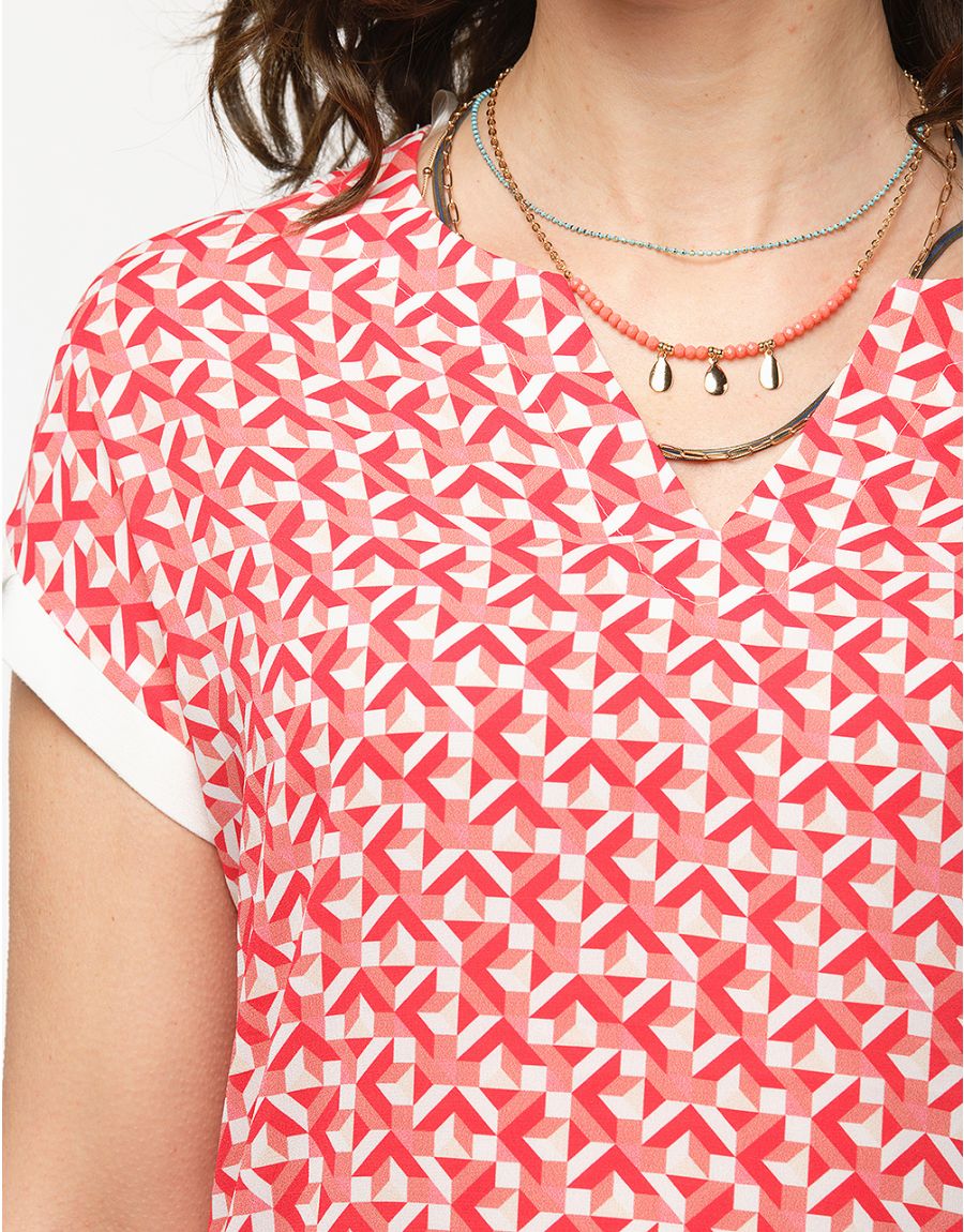 Blouse rouge imprimé 60s