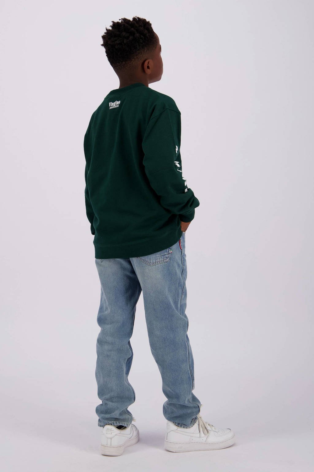 Vingino sweater Narin met printopdruk donkergroen