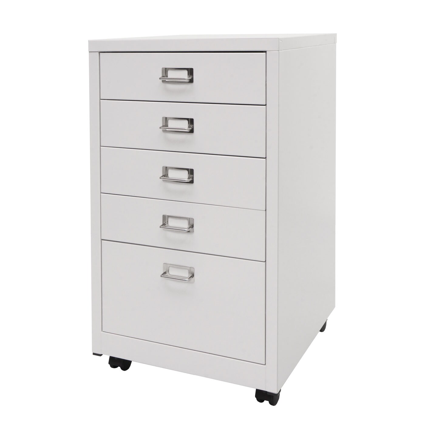 Rollcontainer MCW-L49, Schubladenschrank Stahlschrank Aktenschrank, Metall 75x40x41cm 5 Schubladen ~ weiß