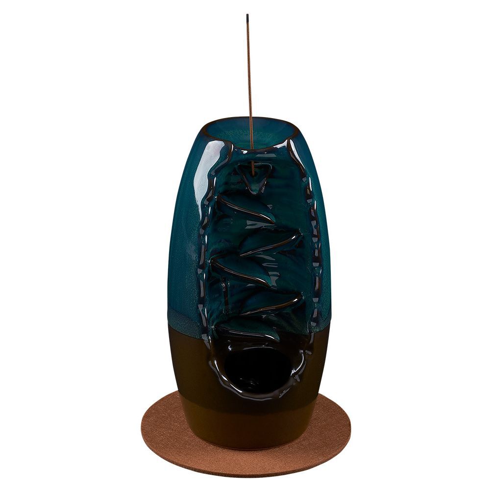 Fontaine à encens grès bleu Ø10xH20cm