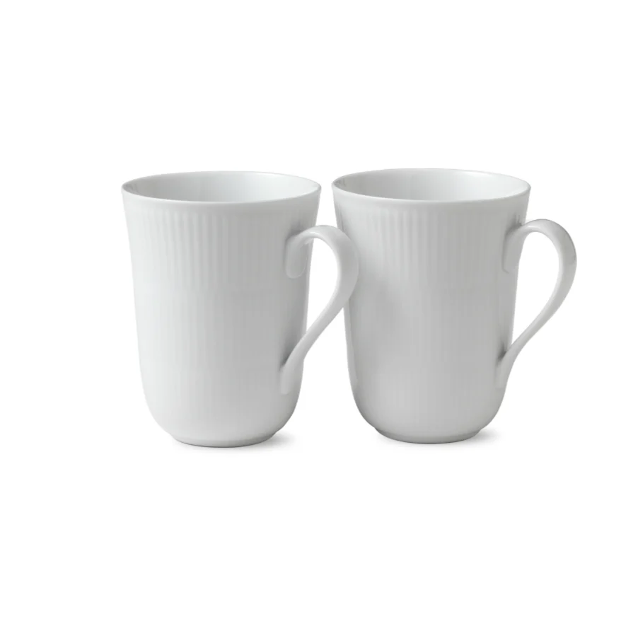 Royal Copenhagen  Hvid Riflet krus, 33 cl. - 2 stk.