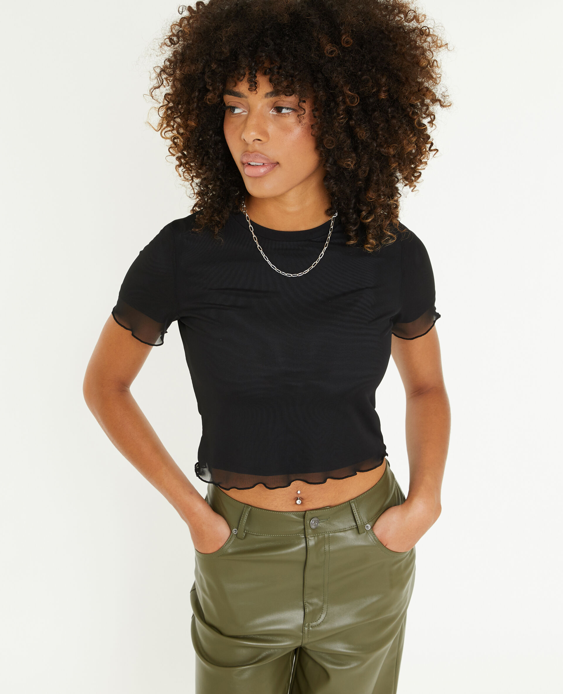 Top court en tulle - Noir