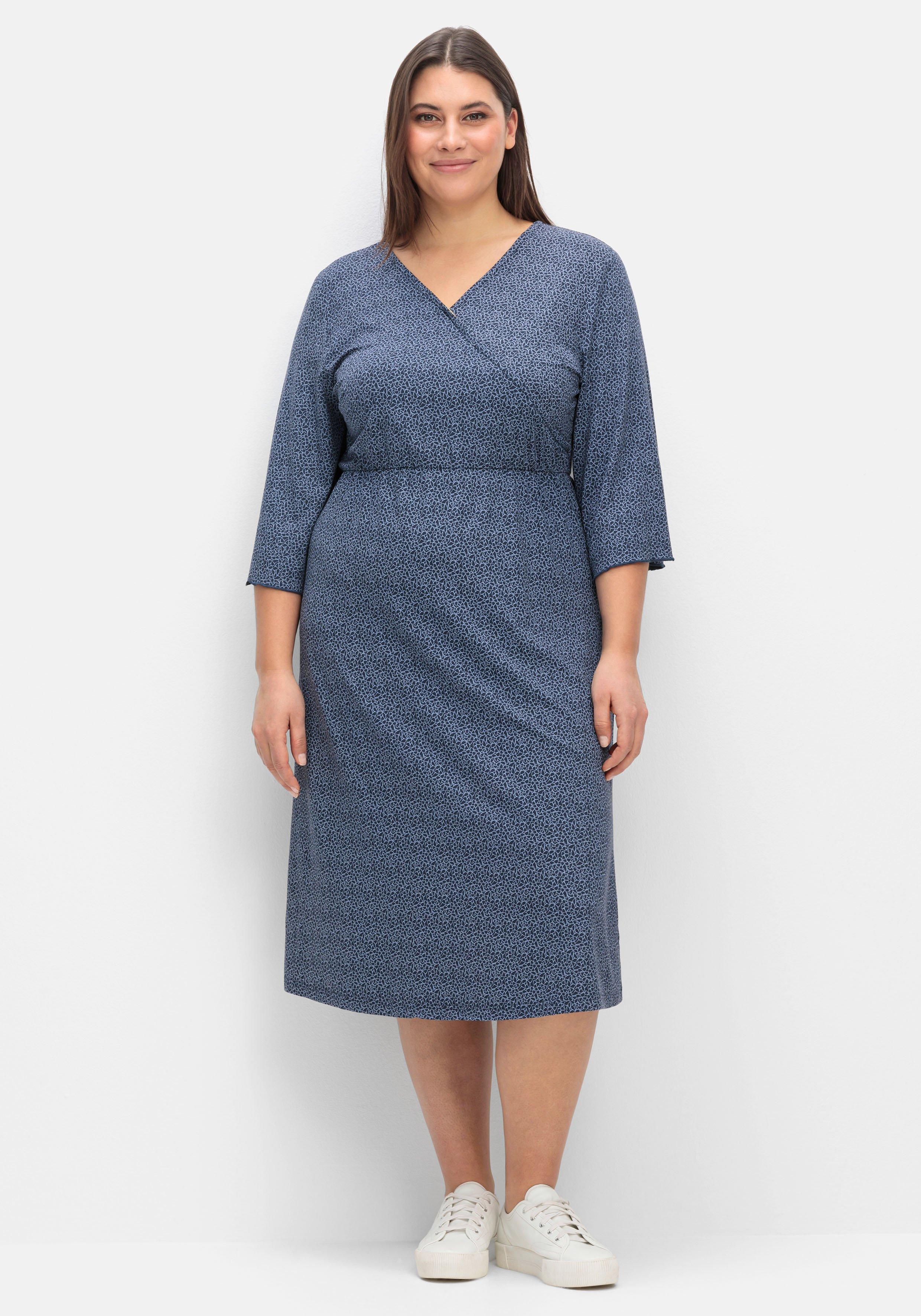 Jerseykleid in Wickeloptik, mit Minimalprint