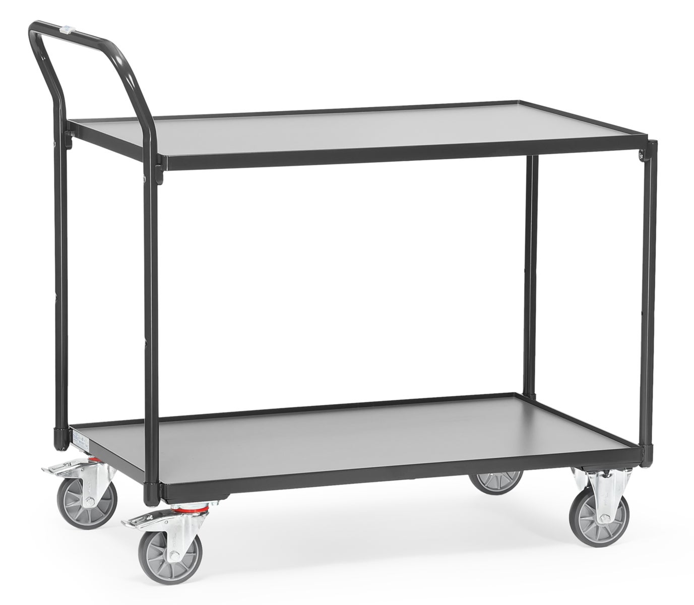 Fetra 2-laags trolleytafel, 850x500mm laadvlak, Grey Edition