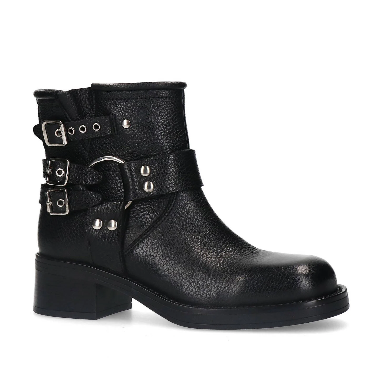 Sacha leren bikerboots zwart