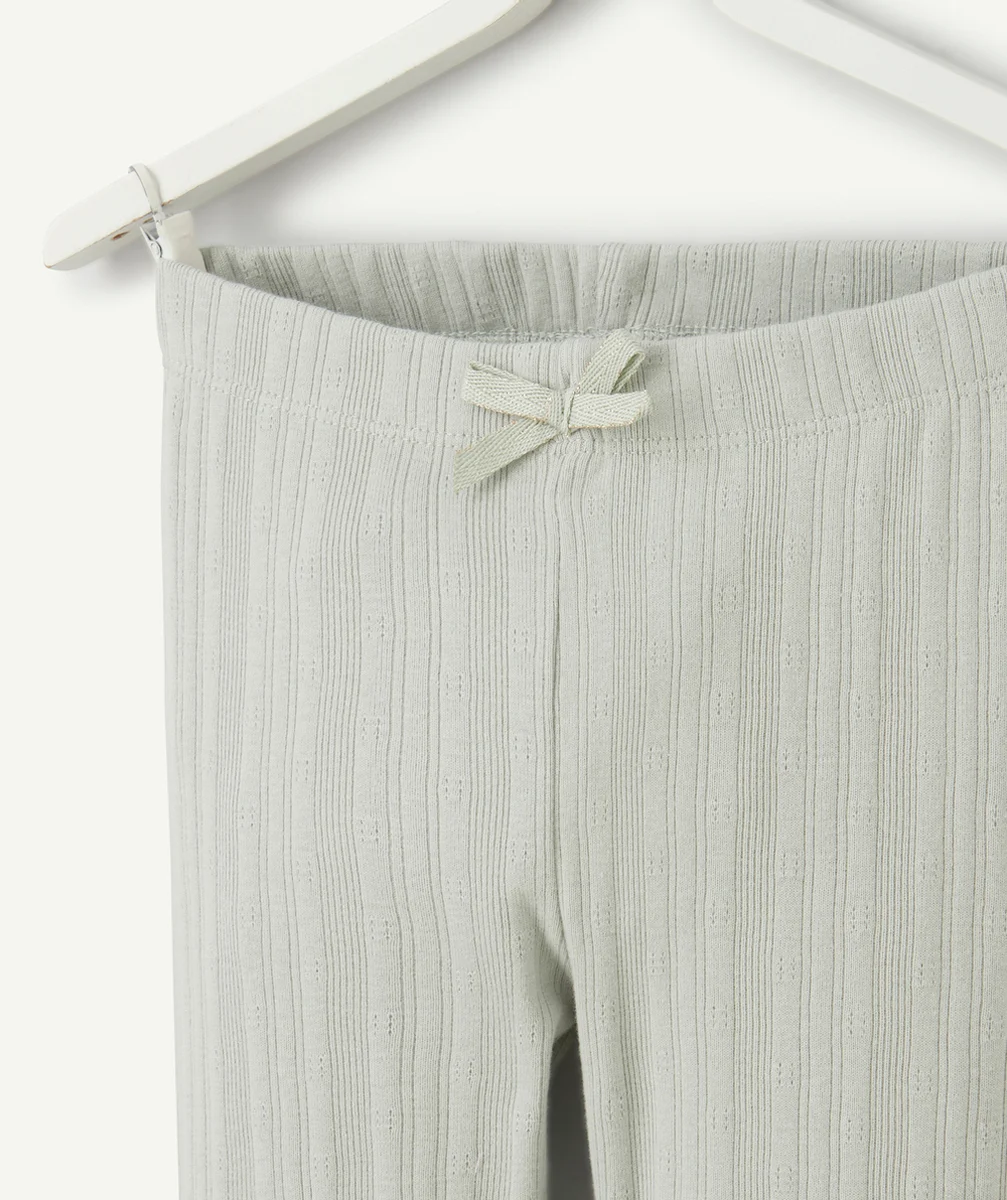 legging court fille en coton bio vert côtelé