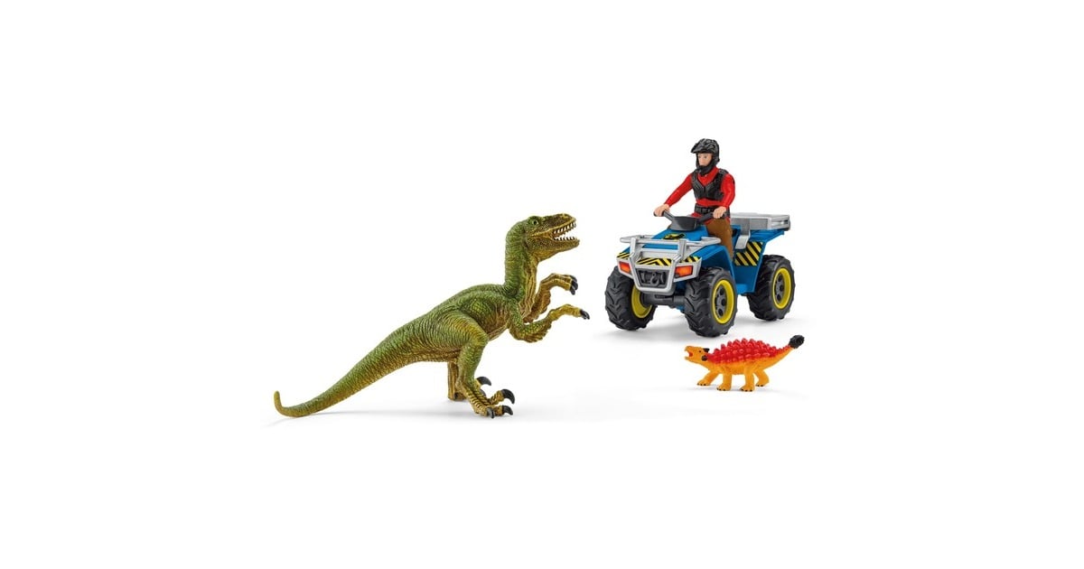 SchleichDinosaurs - Vlucht op de quad voor Velociraptor speelfiguur