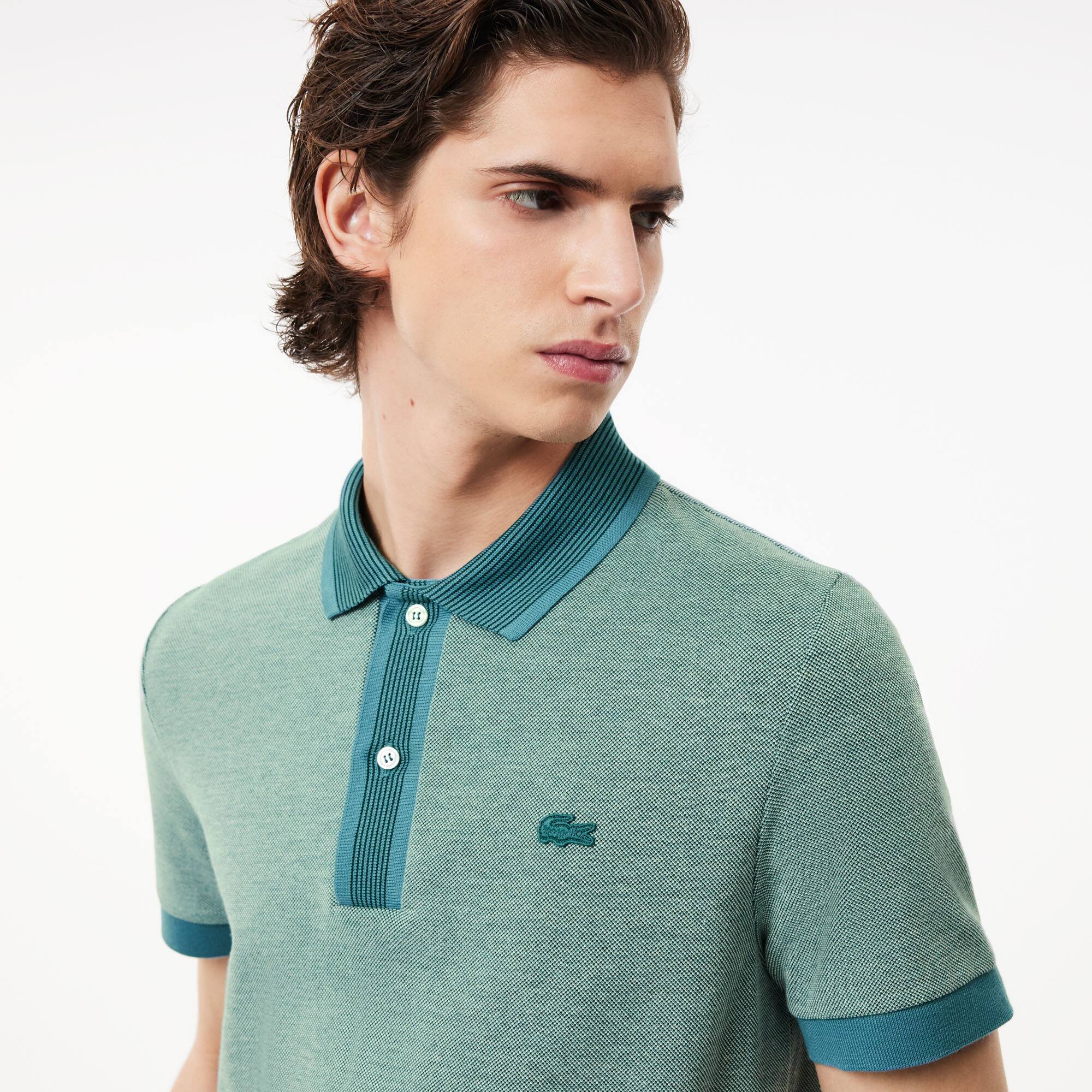 Polo regular fit en piqué caviar contrasté Manches Courtes - Vert - Lacoste - Homme