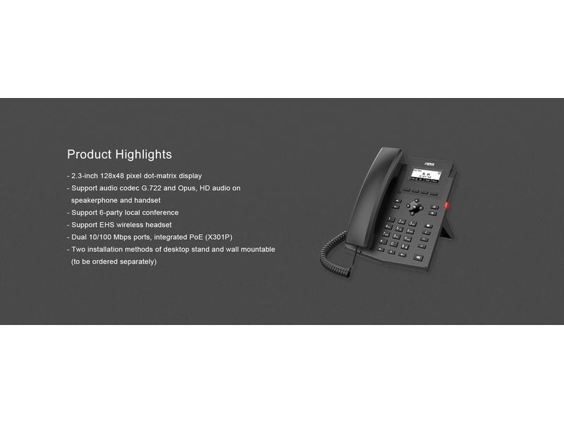 Fanvil Tischtelefon X301P Schwarz X301P IP-Telefon der Einstiegsklasse