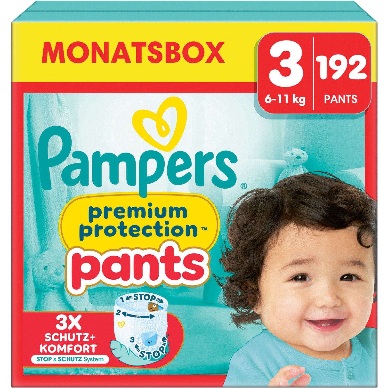 Pampers Premium Protection Pants Grösse 3 Monatsbox 192 Windeln