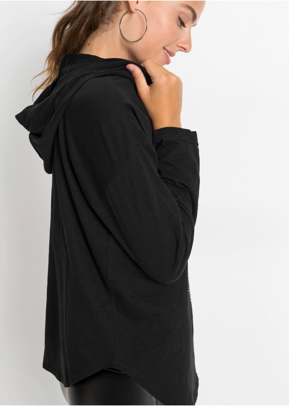T-shirt long oversize à capuche