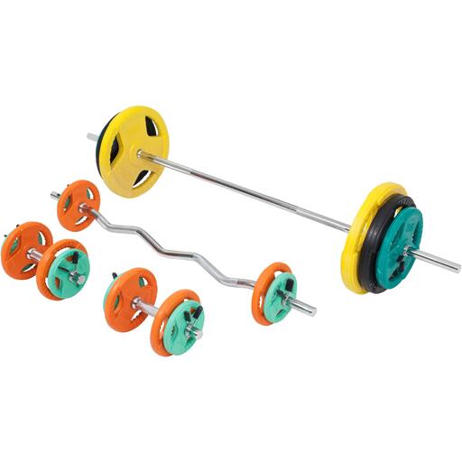 Conjunto completo de pesos de borracha com pegas e fechos em estrela, 108 kg, Gorilla Sports
