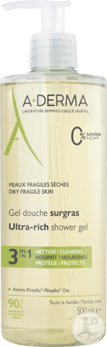 A-Derma Indispensables Gel Douche Surgras Peau Fragile Sèche 500ml