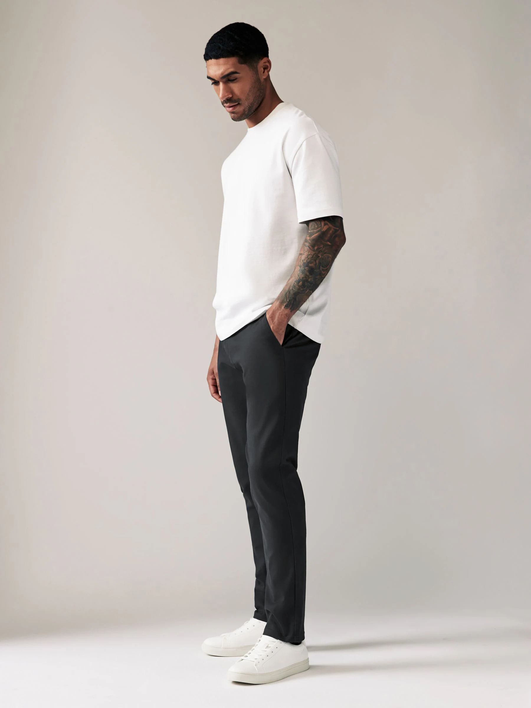 Antracietgrijs - Slim Fit - Stretchy chino