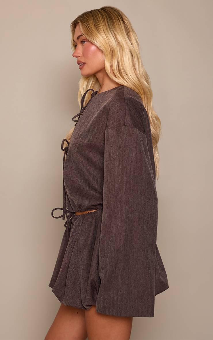 Marron Ensemble Jupe Bouffante En Tissu Brossé