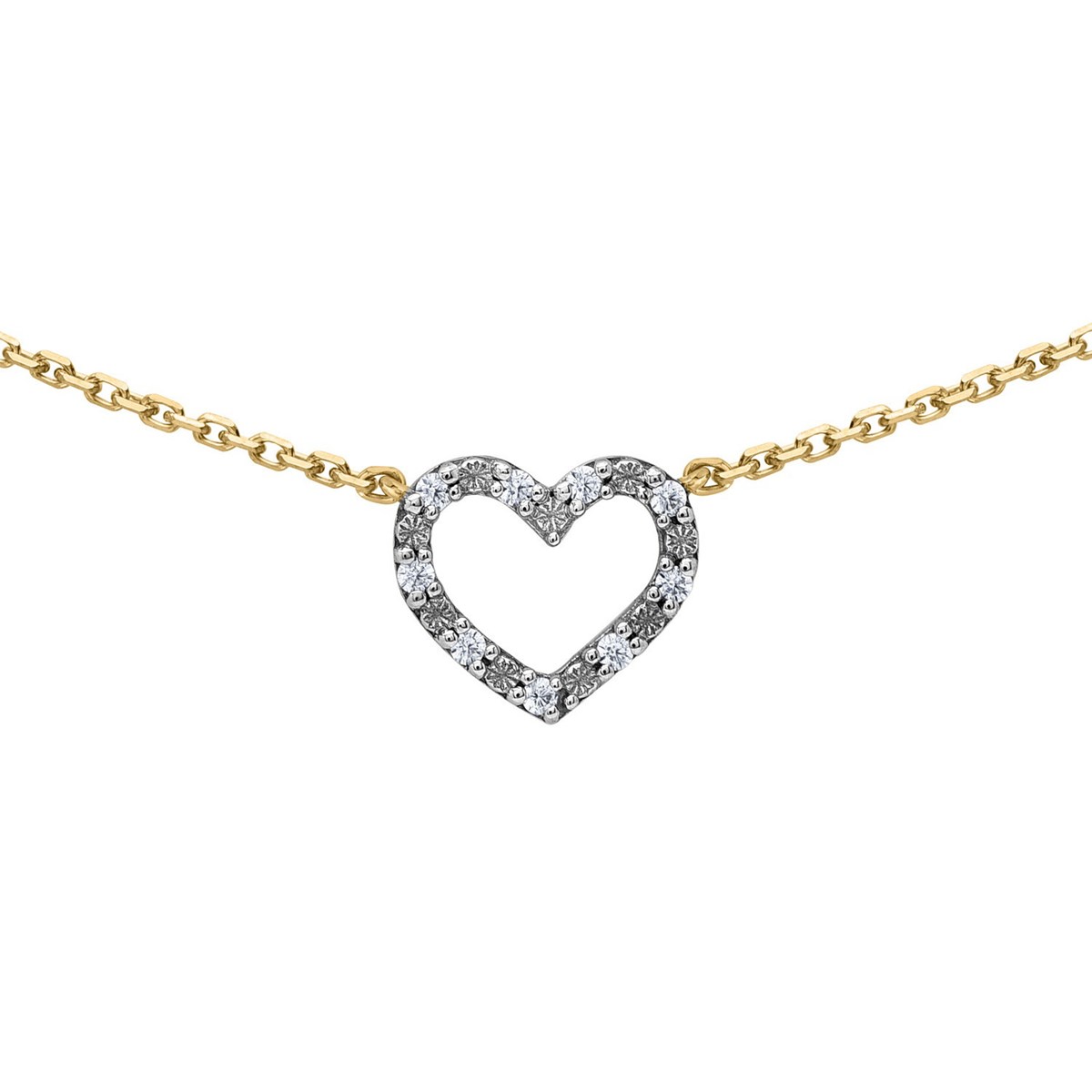 Collier Brillaxis or motif coeur ajouré oxydes