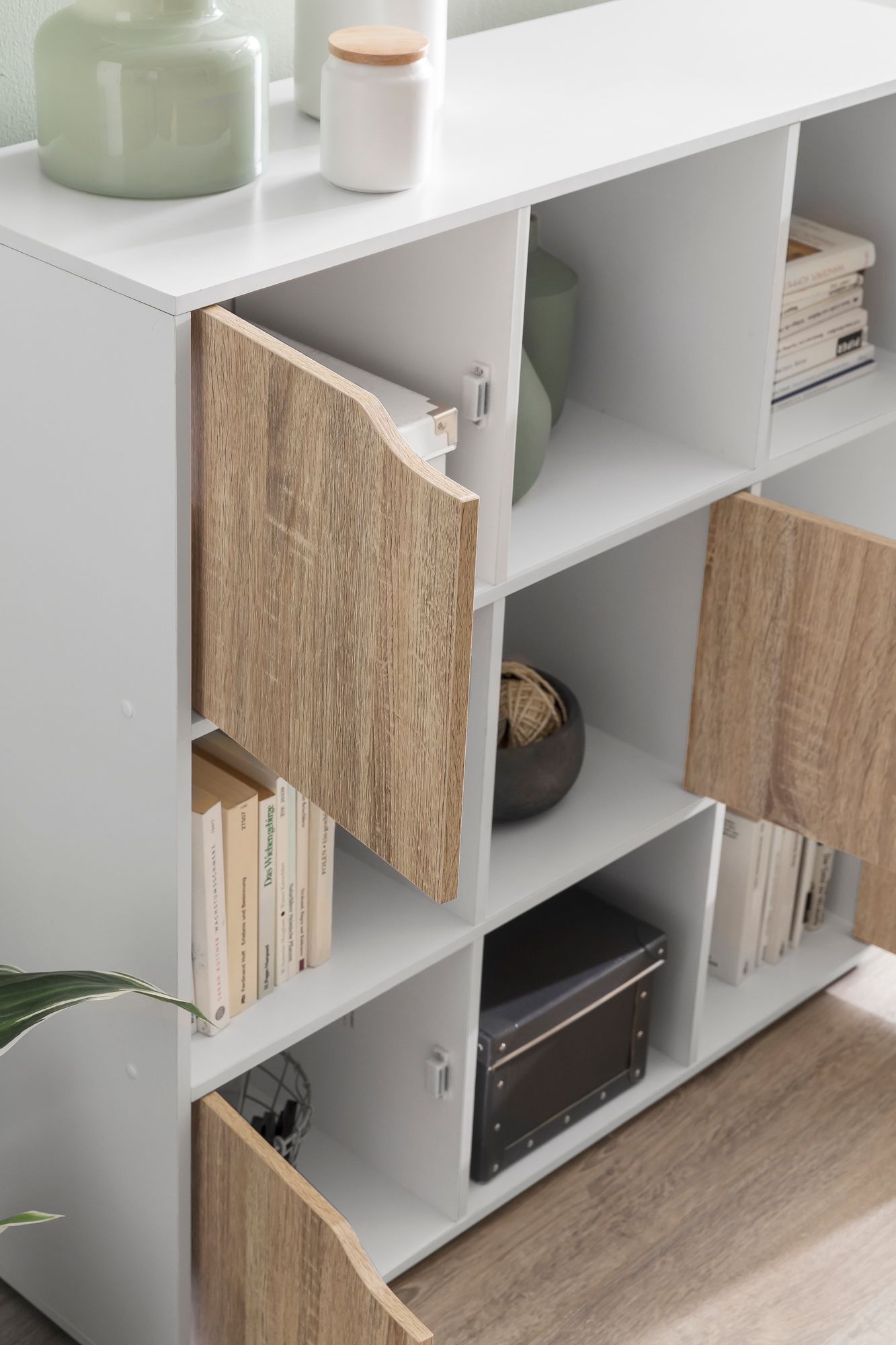 FineBuy Standregal MASSA Bücherregal mit 9 Fächern Sideboard Würfelregal Kommode