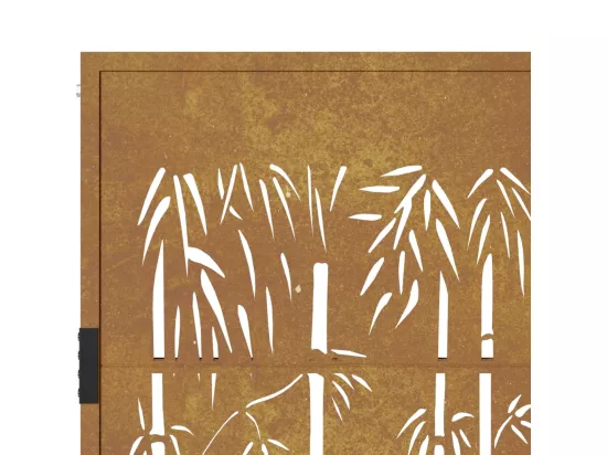 Portail de jardin 105x155 cm acier corten design de bambou