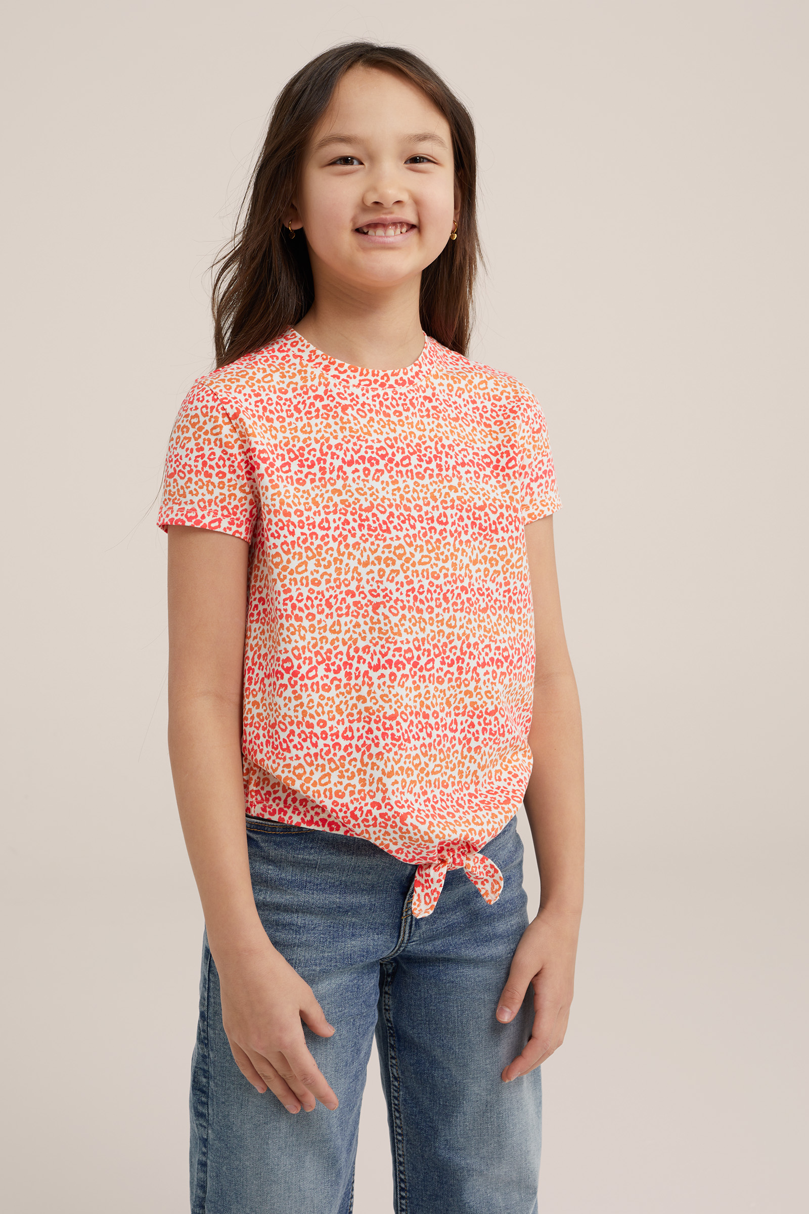 Meisjes T-shirt met dessin WE Fashion Felroze