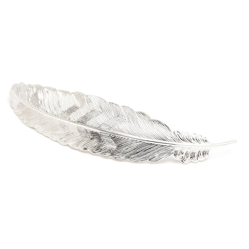 maxi barrette plume plaqué argent - PHÉBÉ