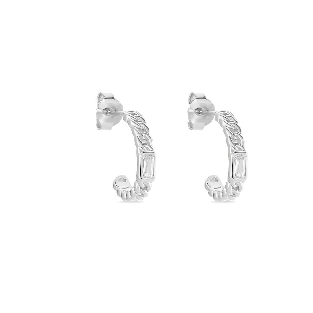 Demi Créoles Eldi Argent Blanc Oxyde De Zirconium