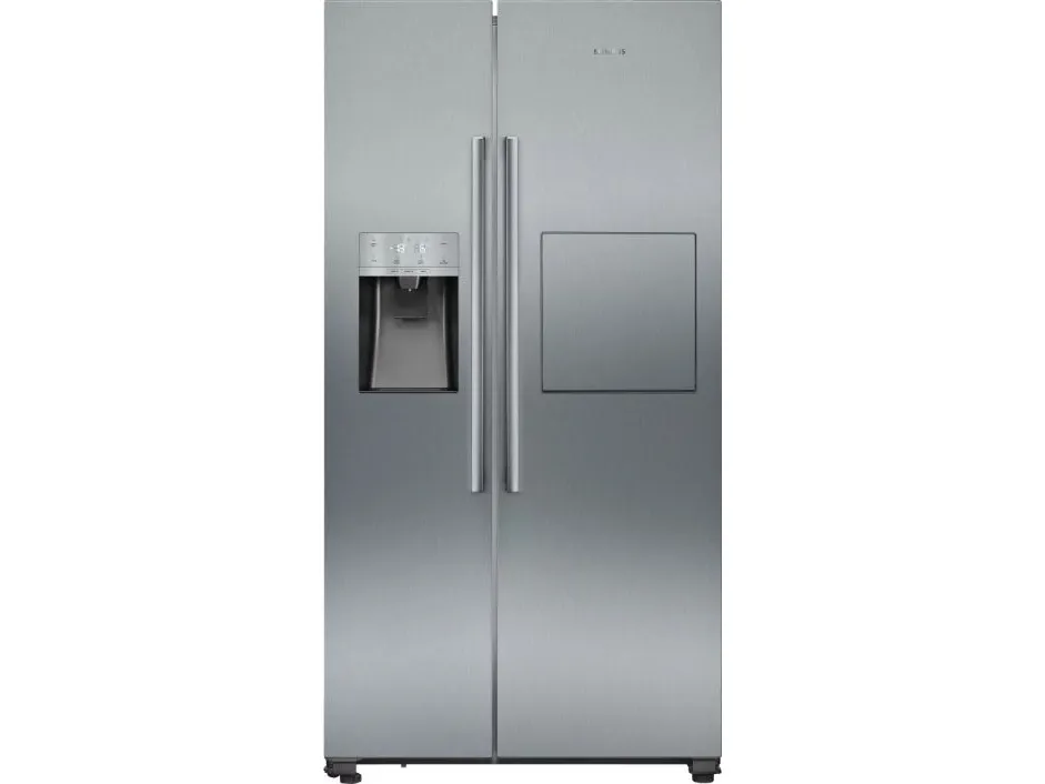 Siemens iQ500 KA93GAIEP - Køleskab/fryser - side ved side med vanddispenser, isdispenser - bredde: 90.8 cm - dybde: 76.2 cm - højde: 178.7 cm - 560 liter - Klasse E - rustfrit stål