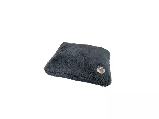 Coussin rectangle en fausse fourrure pour animaux - Gris anthracite - L 100 x l 70 cm