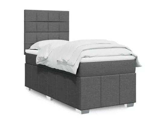Sommier à lattes de lit et matelas Gris foncé 90x190 cm Tissu