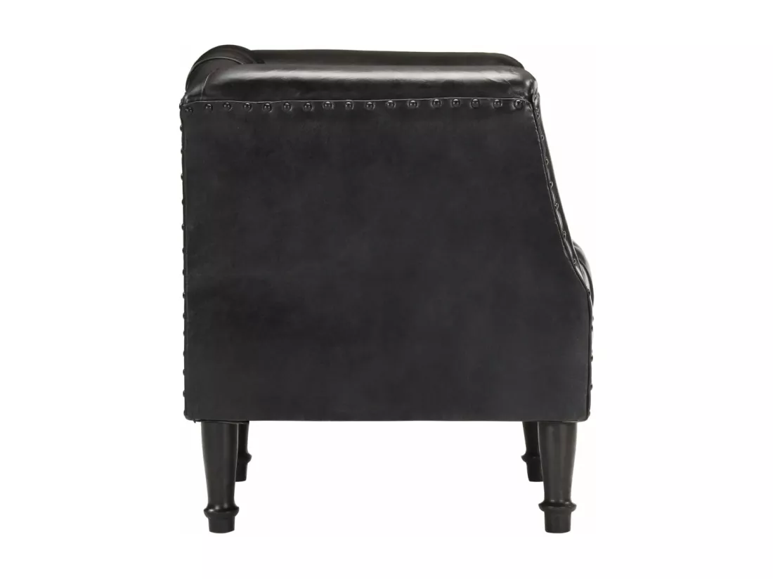 Fauteuil Noir Cuir véritable de chèvre